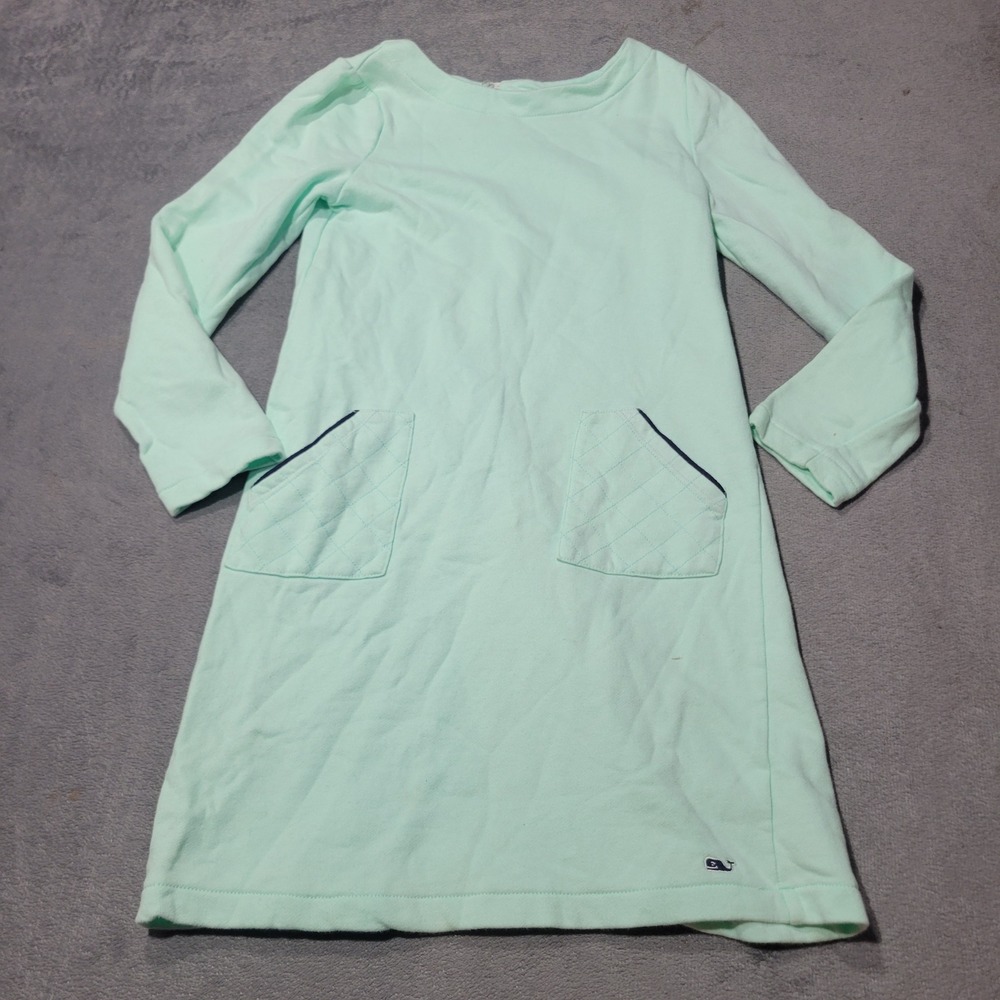 Vineyard Vines Sweatshirt Dress Girls Mint Green Quilted Pockets Preppy Coastal